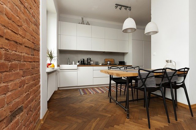 parquet dans une cuisine