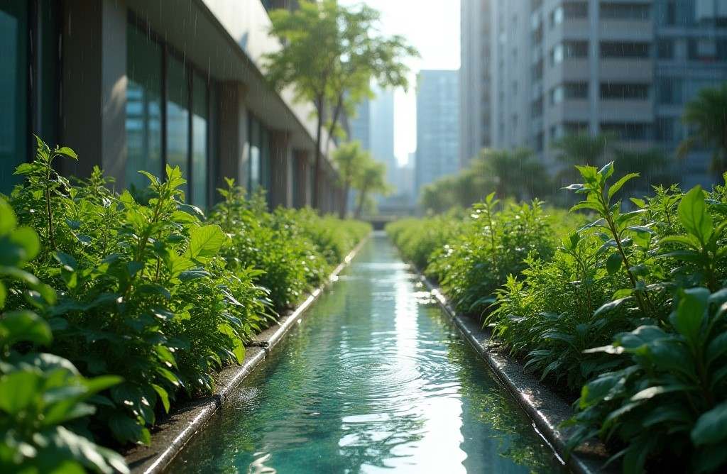 espaces verts qui filtrent l'eau urbaine